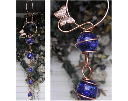 Dragonfly glass suncatcher, indoor outdoor, copper art, jeweled butterfly ornament, plant gifts