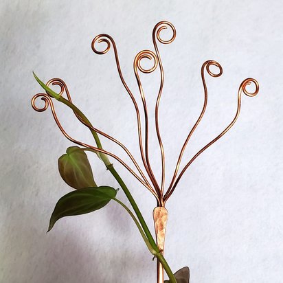 Dandelion copper plant stake, support trellis for indoors, decorative houseplant accessory, holiday garden gifts
