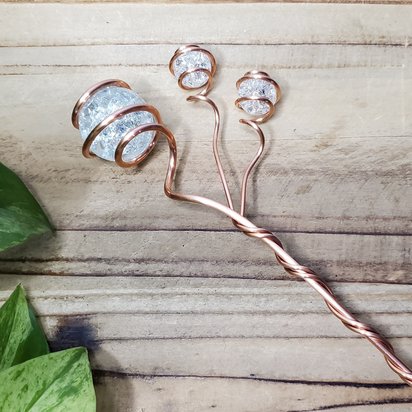 Glass plant stakes and markers, planter decor, houseplant copper support stick, succulent decoration, plant lovers gift