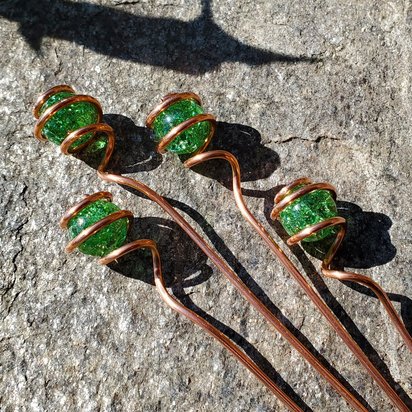 Succulent plant decoration, copper and glass houseplant support or garden decor, whimsical fairy wand, gardening gift for mom