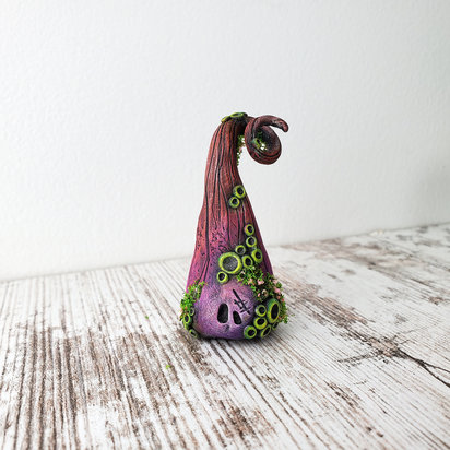Sprout figurine polymer clay, copper plant stake houseplant sitter, fantasy art object sculpture, cottagecore holiday gifts