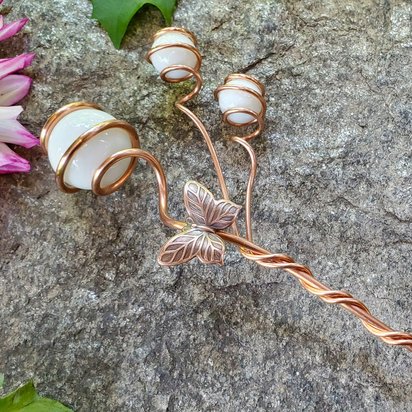 Copper butterfly garden stake, dragonfly outdoor decor, plant accessories, decorative glass houseplant stakes, holiday plant gifts