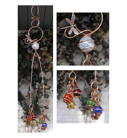 Rainbow dragonfly or butterfly glass and copper suncatcher, hanging garden ornament art, plant mom and gardening gifts