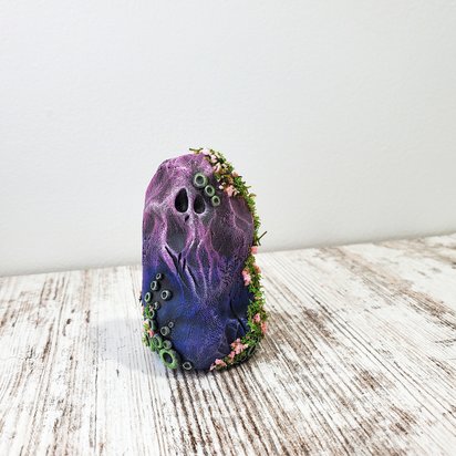 Fantasy forest spirit polymer clay figurine, fairy garden decor, copper plant stake, houseplant sitter, art object sculpture, holiday gifts