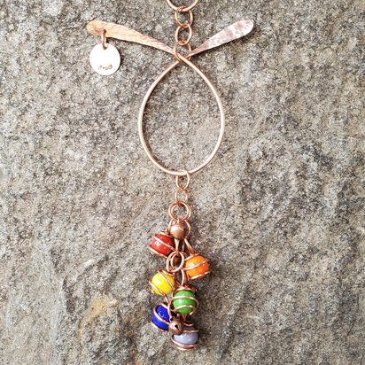 Personalized rainbow wind chimes, hanging copper garden art, plant mom and gardening gifts