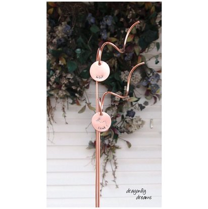 Copper garden stakes and markers, plant stick for houseplants, planter decoration and art, gardening gifts