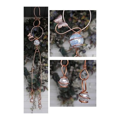Butterfly glass suncatcher, decorative dragonfly copper garden art, outdoor deck ornament, plant mom gifts