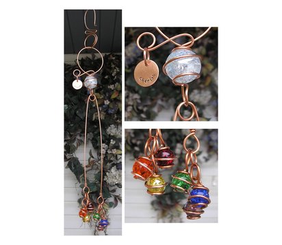 Personalized rainbow glass suncatcher, jeweled copper garden art, plant mom gardening gifts